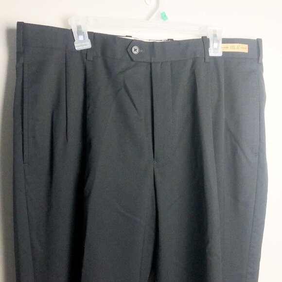 Murano Innovative XLA Comfort Black Mens Plated Front Trousers Dress Pants 38R - Picture 7 of 10